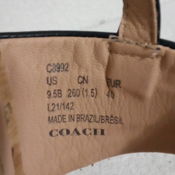 COACH KIT LEATHER SQUARE TOE STILETTO |SIZE 9.5 | BLACK / WOOD COLOR - Picture 7 of 12